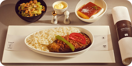 Primary dining service provided on international Business Class flights