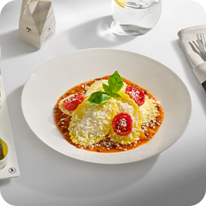 An Italian pasta dish served on Turkish Airlines’ intercontinental flights
