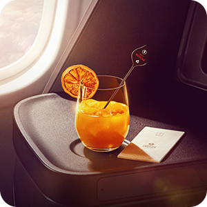 A signature Turkish Airlines mocktail served on intercontinental flights